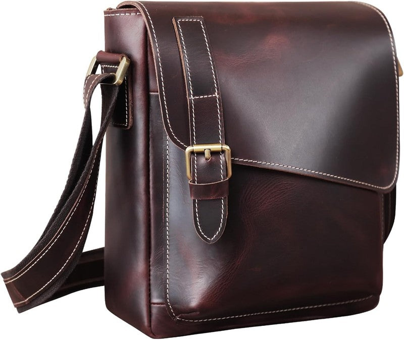 Leather Messenger Crossbody Bag Small Shoulder Bag Men Women Fits 10in Tablet7
