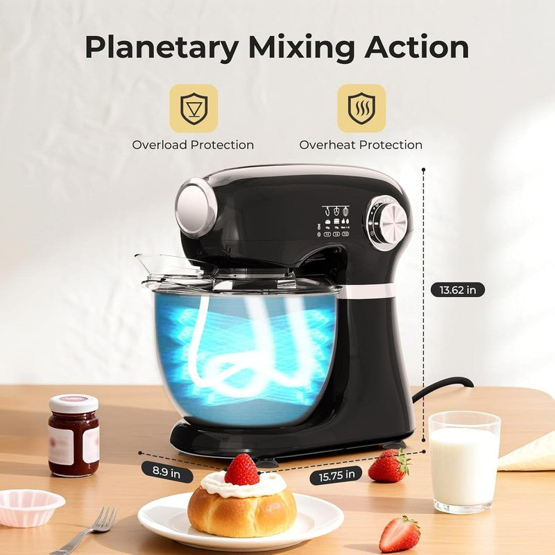 12 Speed Stand Mixer Tilt Head 5.3QT Stainless Steel Bowl Black Baking Mixer5