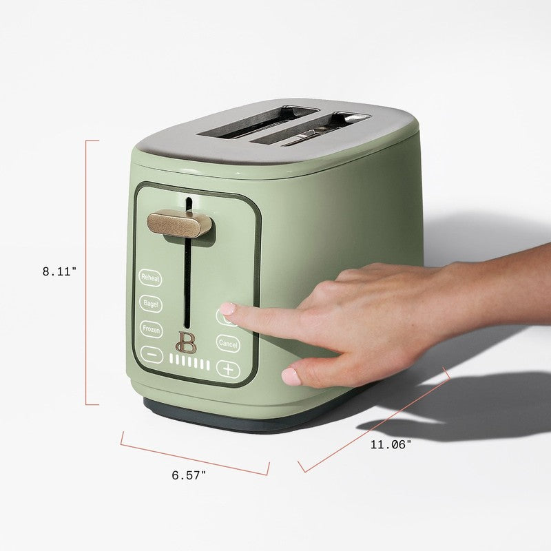 2 Slice Toaster with Touch Activated Display, Sage Green by Drew Barrymore4