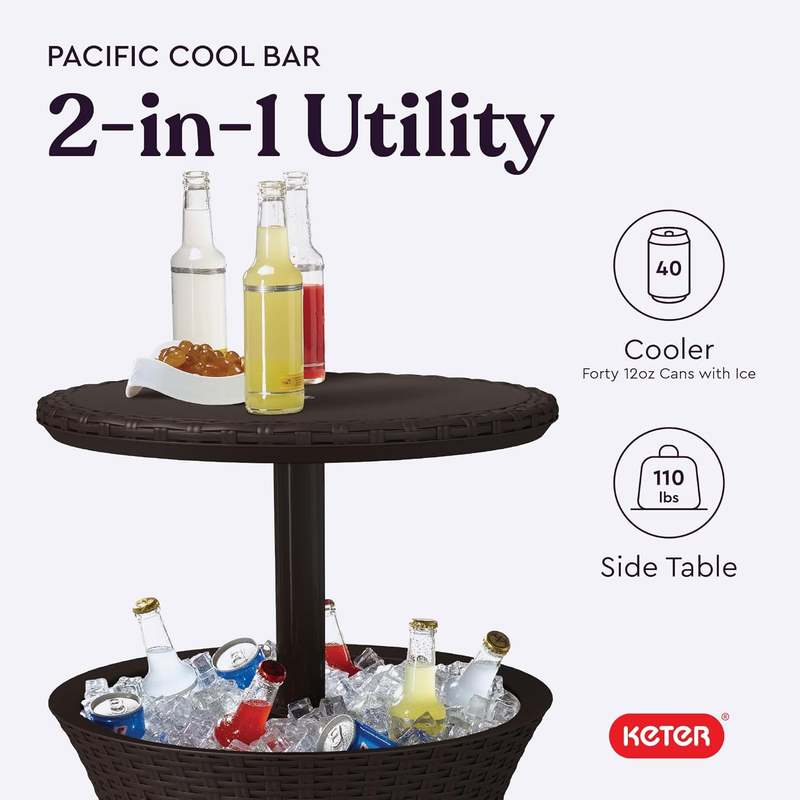 Pacific Cool Bar Outdoor Patio Furniture and Hot Tub Side Table with 7.5 Gallon 5