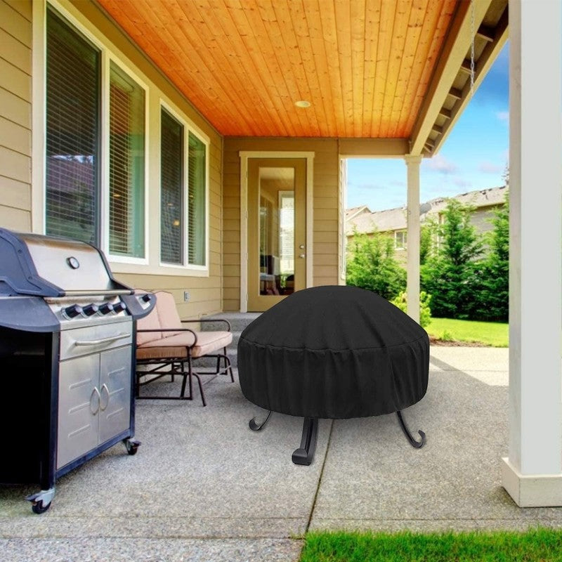 Round Fire Pit Cover 36"x20" Waterproof Outdoor Fit 32/34/36in w/ Bag7
