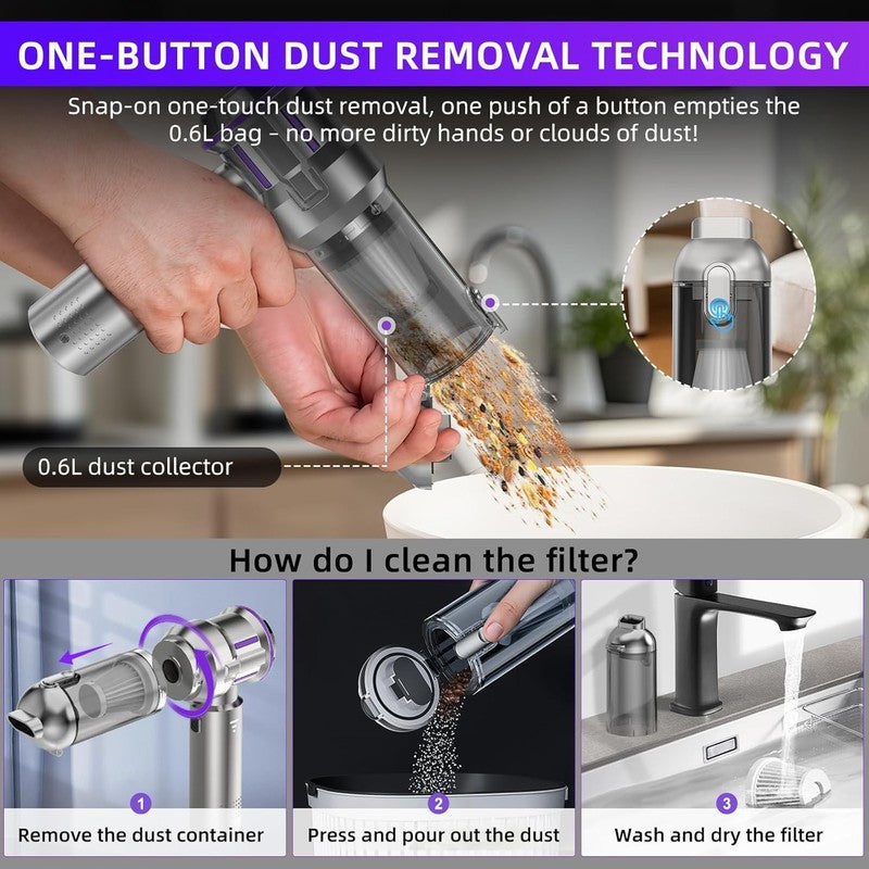 Handheld Cordless Car Vacuum 4 in 1 28000Pa Mini Vacuum Home Office Pet Hair2