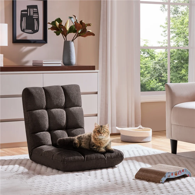Floor Sofa Chair with 14 Adjustable Positions, Brown1