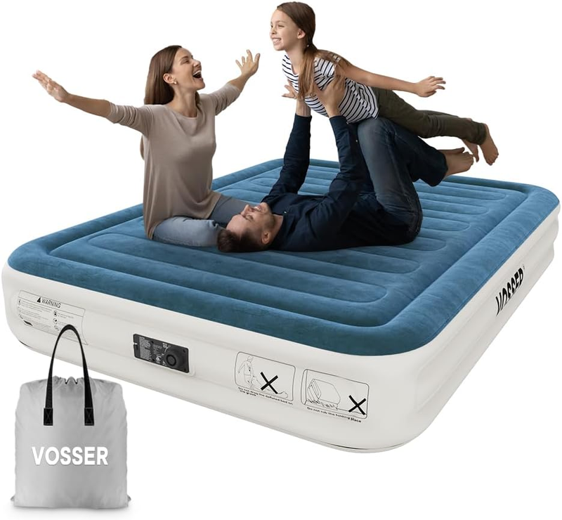 Queen Air Mattress w/ Built In Pump Foldable Inflatable Bed for Home Camping10