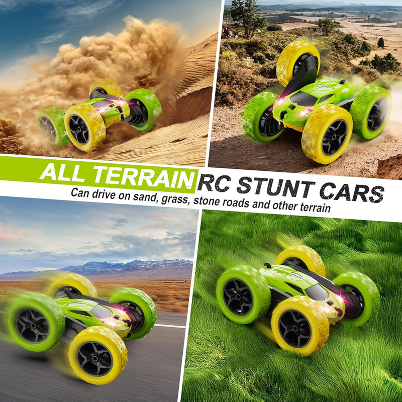 Kids RC Car 4WD Off Road Stunt 360° Flip Remote Control Yellow Green Gift4