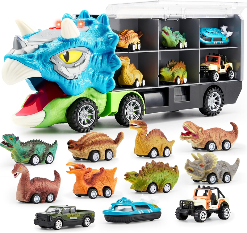 13 in 1 Dinosaur Toys for Kids 3 5, Triceraptor Dinosaur Truck with 12 Pull Back10