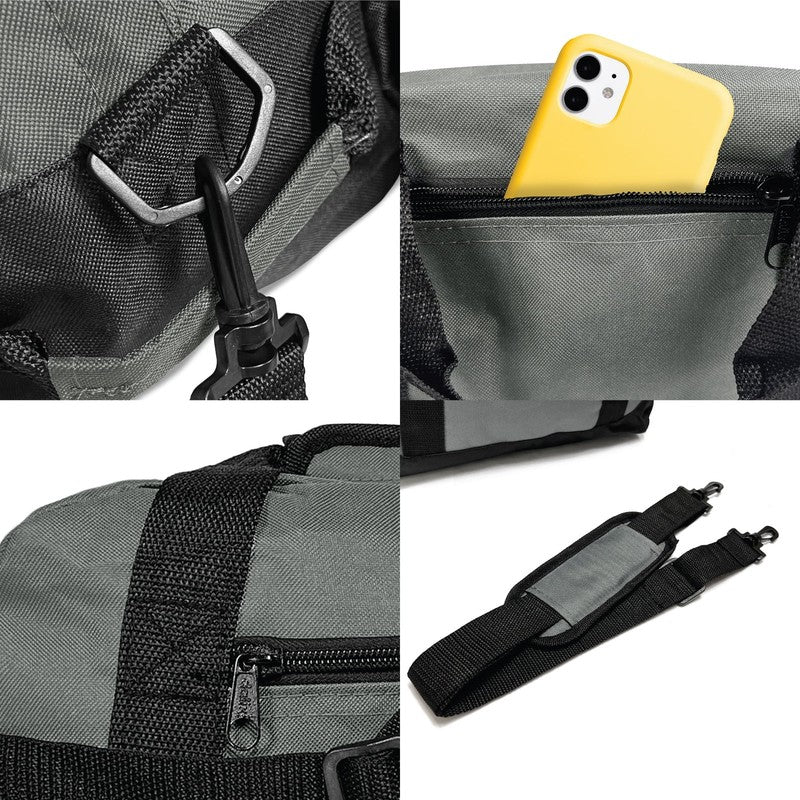 14" Small Duffel Bag Gym Duffle Two Tone in Gray with Shoulder Strap2