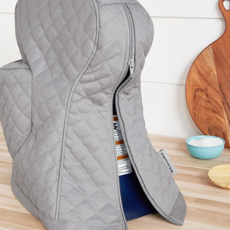 KitchenAid Tilt Head Stand Mixer Cover Quilted Cotton Storage Pocket Grey4