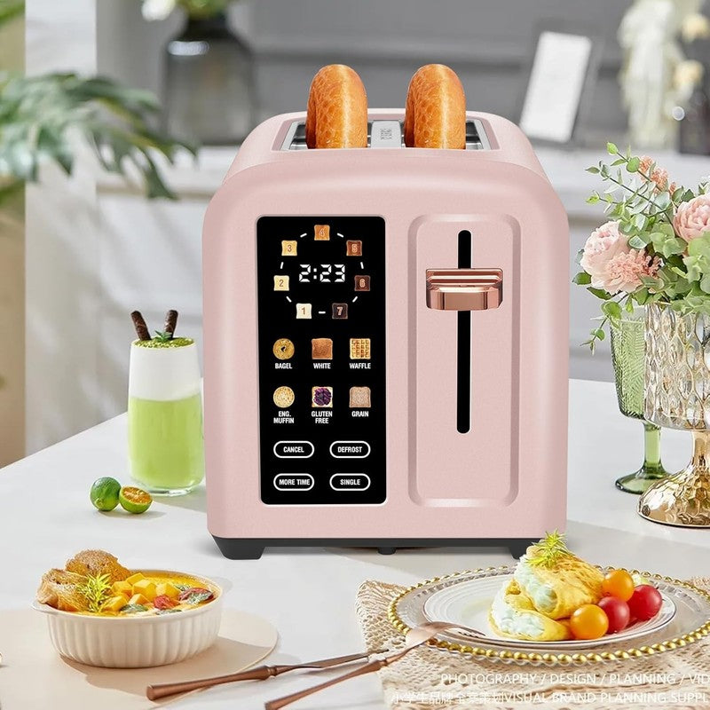 2 Slice Touch Control Toaster LCD 1350W Wide Slots Pink6