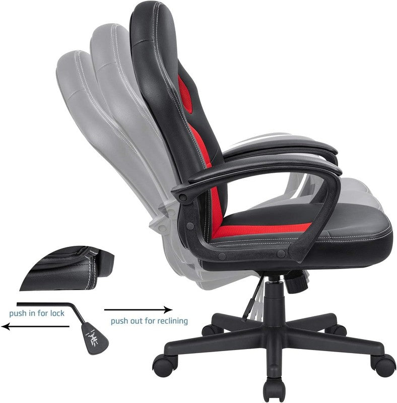 Ergonomic High Back Leather Gaming Chair   Adjustable Executive Office Seat, Red6