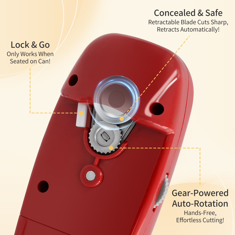 Electric Can Opener One Touch Hands Free Smooth Edge Automatic Red5