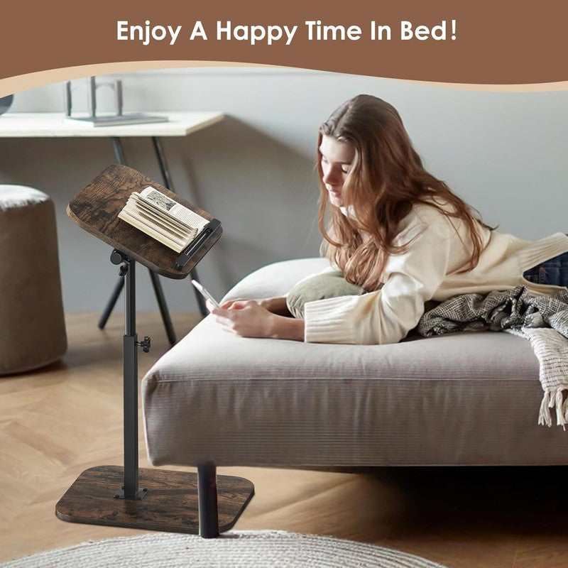 C-Shaped Sofa Arm Side Table TV Tray Small End Table Rustic4
