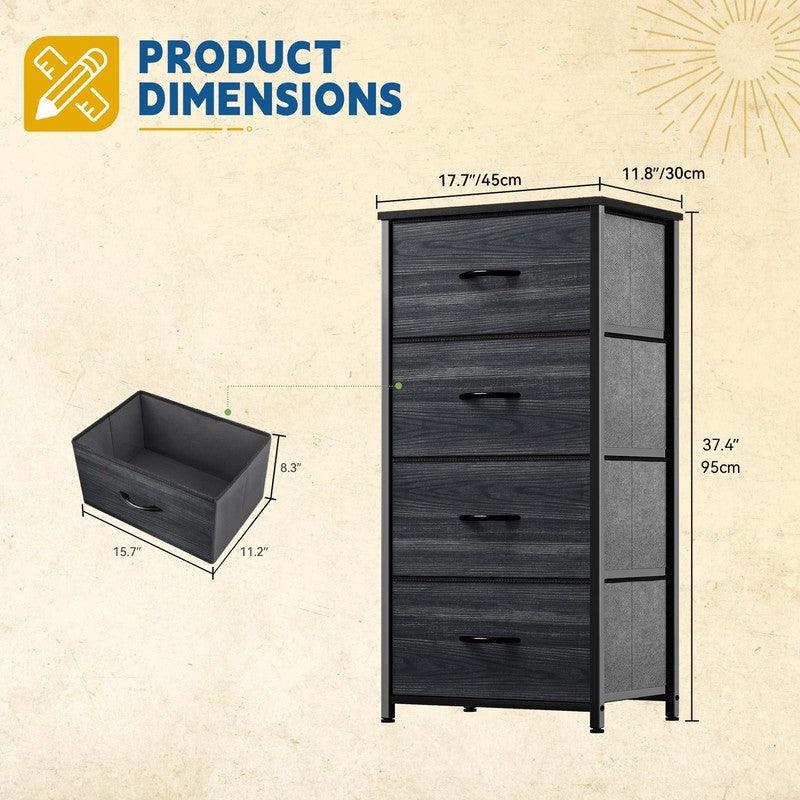 4 Drawers Fabric Dresser for Bedroom, Storage Organizer, Wide Chest of Drawers f2
