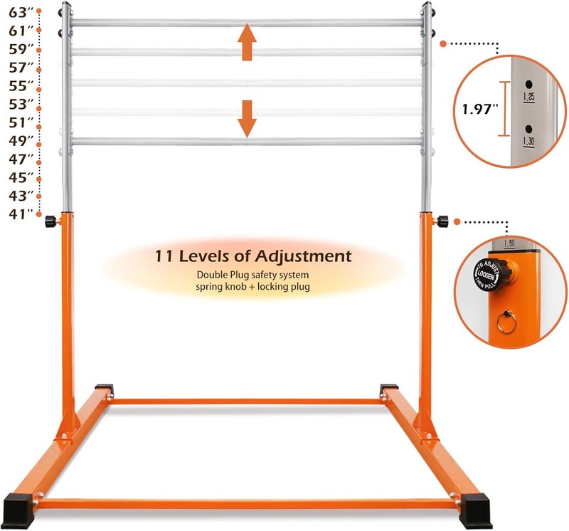 Kids Gymnastics Bar 11 Level Adjustable Horizontal Bar Thick Upright Home Use2