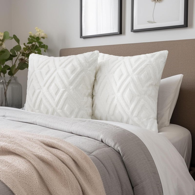 Set of 2 Decorative Throw Pillow Covers 18x18 Soft Cream White for Couch5