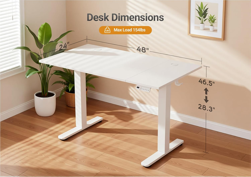 48x24 Electric Standing Desk Adjustable Sit Stand Desk White Frame2