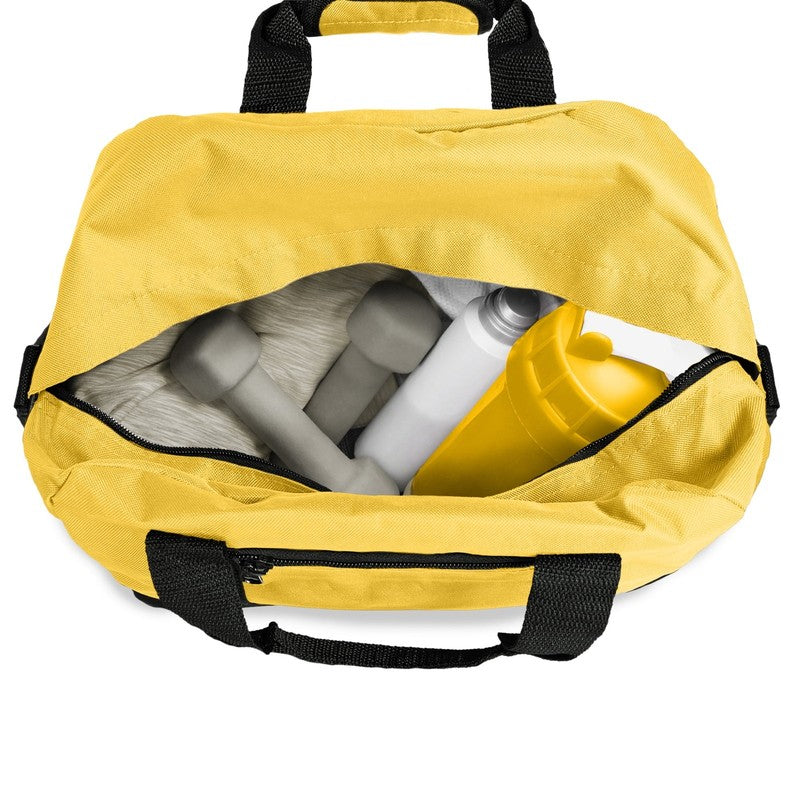 14" Small Duffel Bag Gym Duffle Two Tone in Gold with Shoulder Strap2