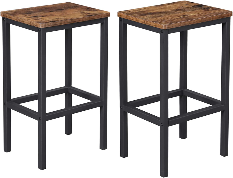 Bar Stools, Set of 2 Bar Chairs, Kitchen Breakfast Bar Stools with Footrest, Ind10