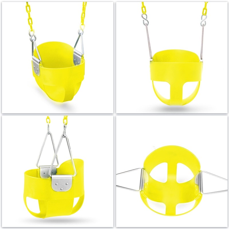 Baby Swing High Back Toddler Bucket Seat w/ Coated Chains & Carabiners, Yellow3