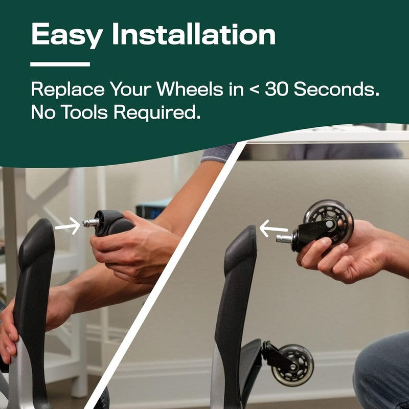 Smooth & Quiet Rollerblade Office Chair Wheels - Safe for Hardwood & Carpet4