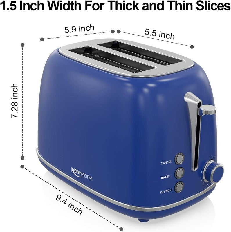 Retro 2-Slice Toaster Dark Blue - Stainless Steel, Bagel, Defrost, 6 Shade2