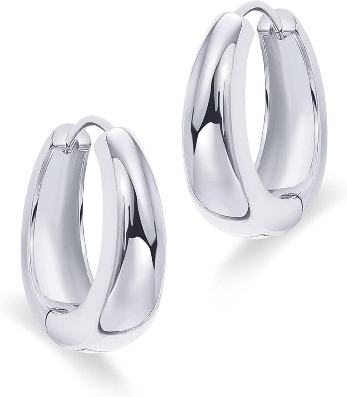 14K Gold Plated Sterling Silver Small Chunky Hoop Earrings for Women Lightweight2