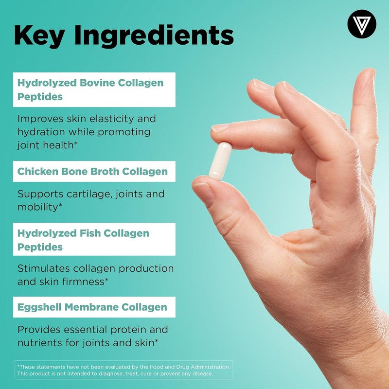 Multi Collagen Capsules, Type I II III V X, Grass Fed, Non-GMO, 150 Count3