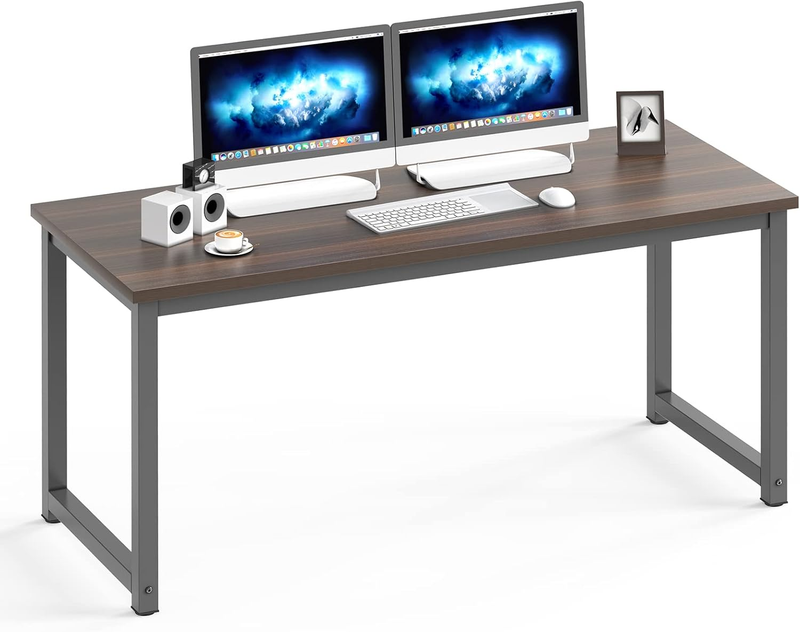 63'' Large Office Desk 2 Person Computer Table Wide Writing Desk Black/Chocolate6