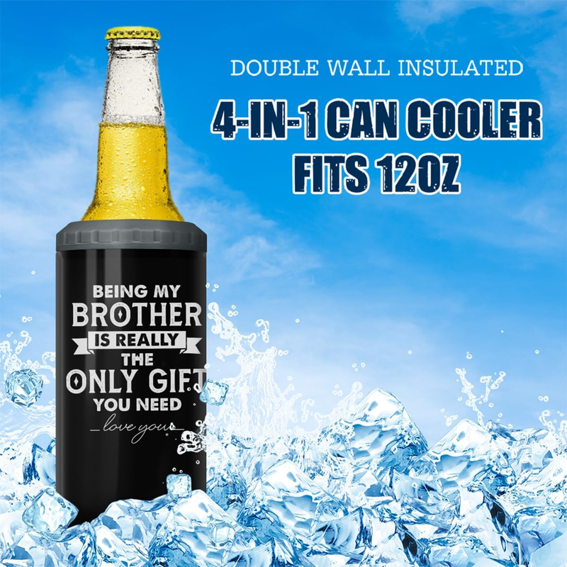 4-in-1 Brother Tumbler Can Cooler Gift Black Insulated Stainless Steel6