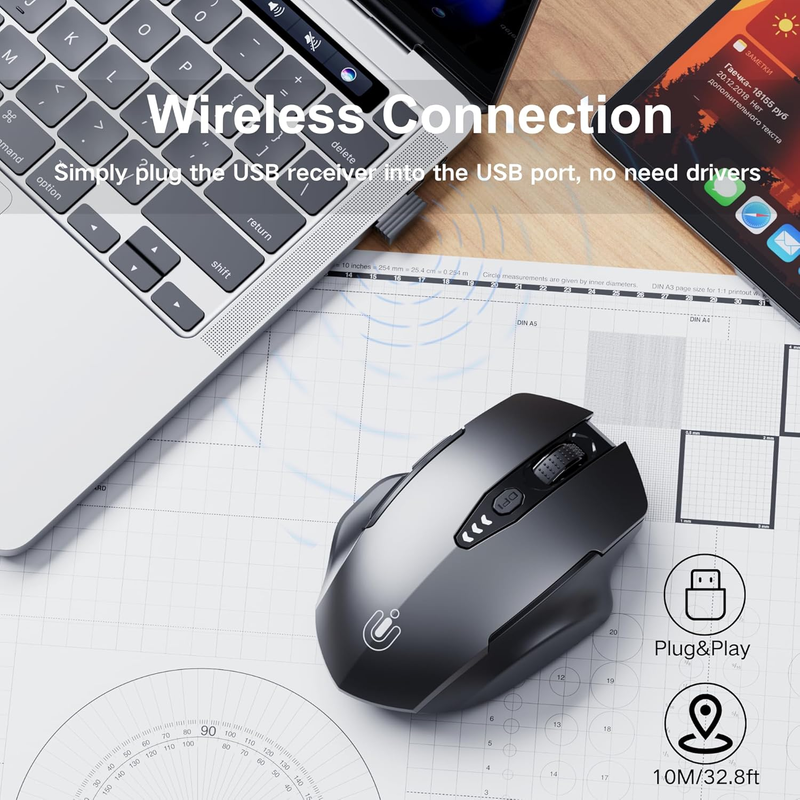 Wireless Rechargeable Mouse 2.4GHz Ergonomic 4 DPI Levels1