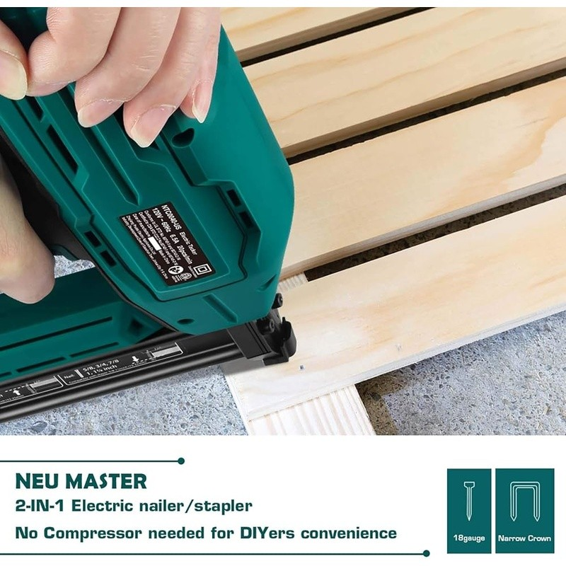2-In-1 Electric Brad Nailer Staple Gun Non-Marring Ergonomic DIY Projects New2
