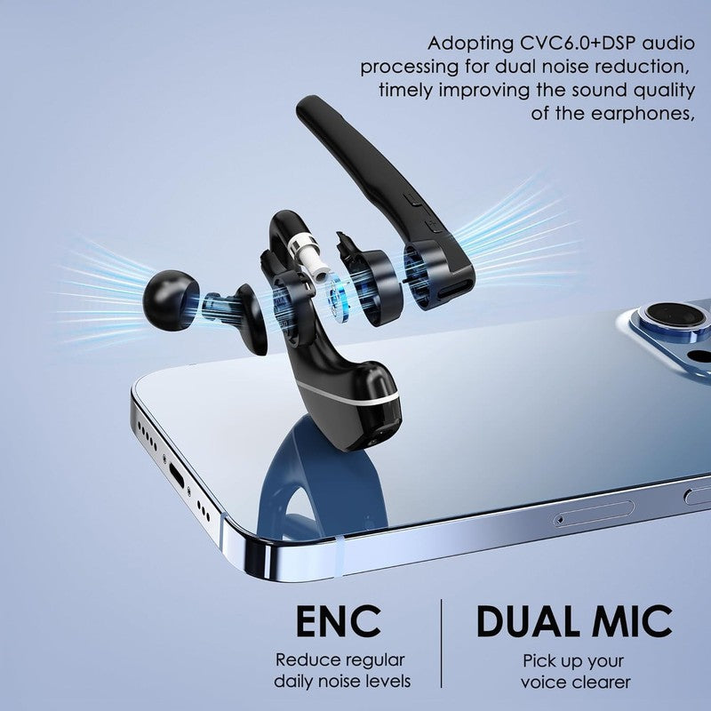 Bluetooth Headset V5.3 Wireless Earpiece Dual Mic 96H Talktime 1000mAh Case3