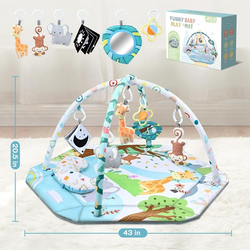 8 in 1 Baby Gym Play Mat Tummy Time Ball Pit w/ Toys 0 12M6