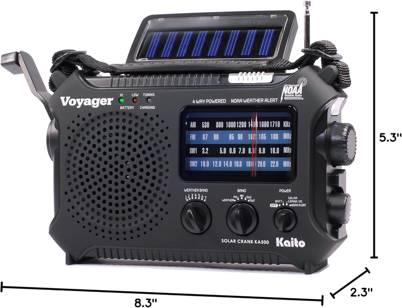 KA500 5 Way Powered Emergency AM/FM/SW NOAA Weather Alert Radio with Solar,Dynam9