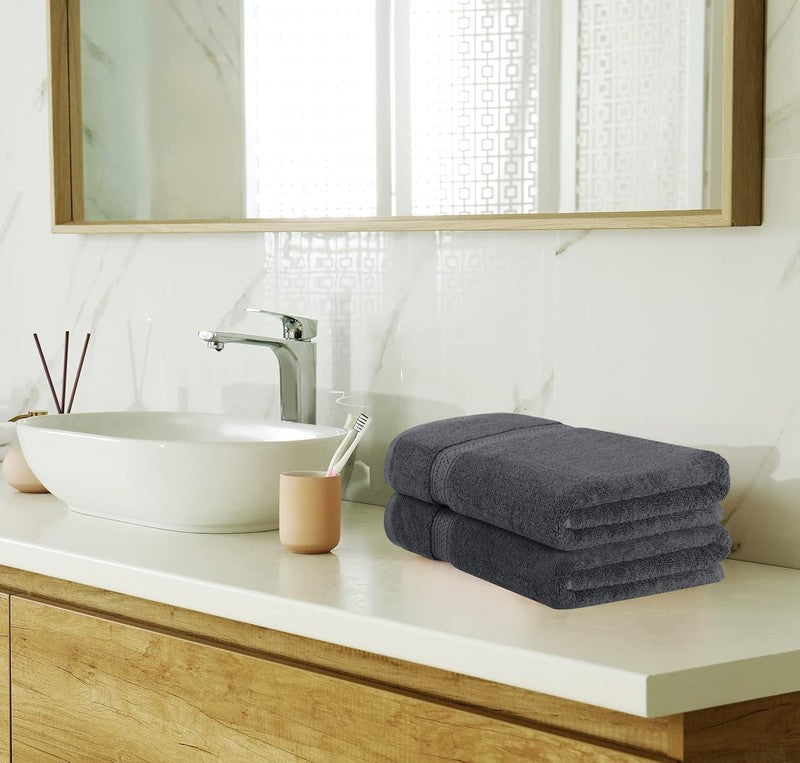 8 Piece Towel Set Grey 100% Cotton 600 GSM Bath Hand Wash Towels Absorbent5