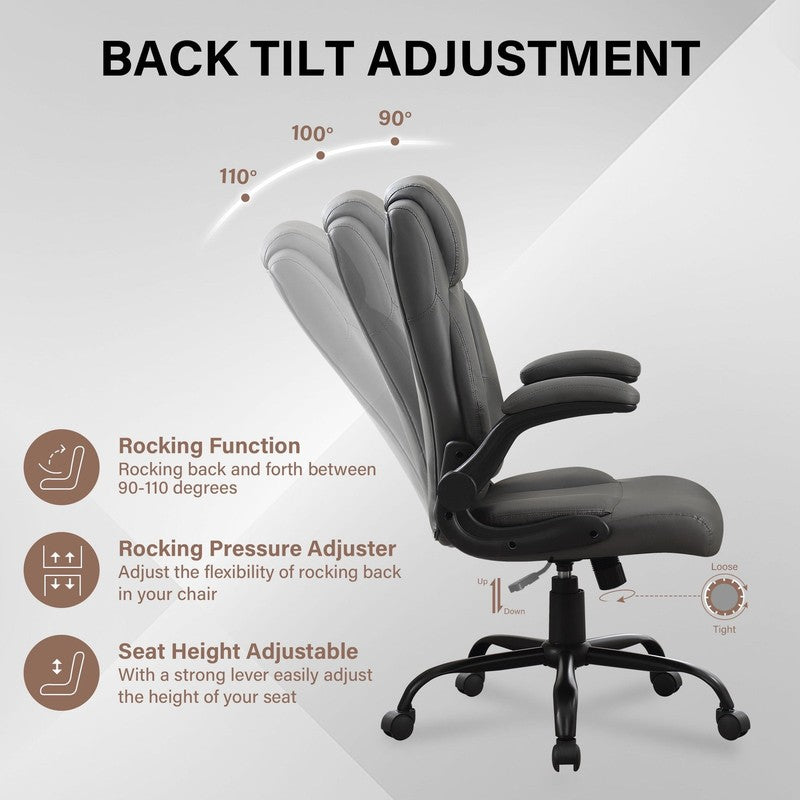 Leather Office Chair, Big and Tall Office Chair 400LBS Wide Seat Ergonomic Compu3