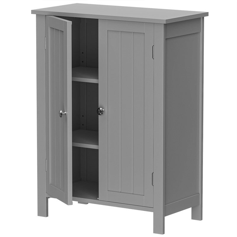 Wooden 2 Door Bathroom Cabinet Storage with 3 Shelves Free Standing 31.5" H, Gra6