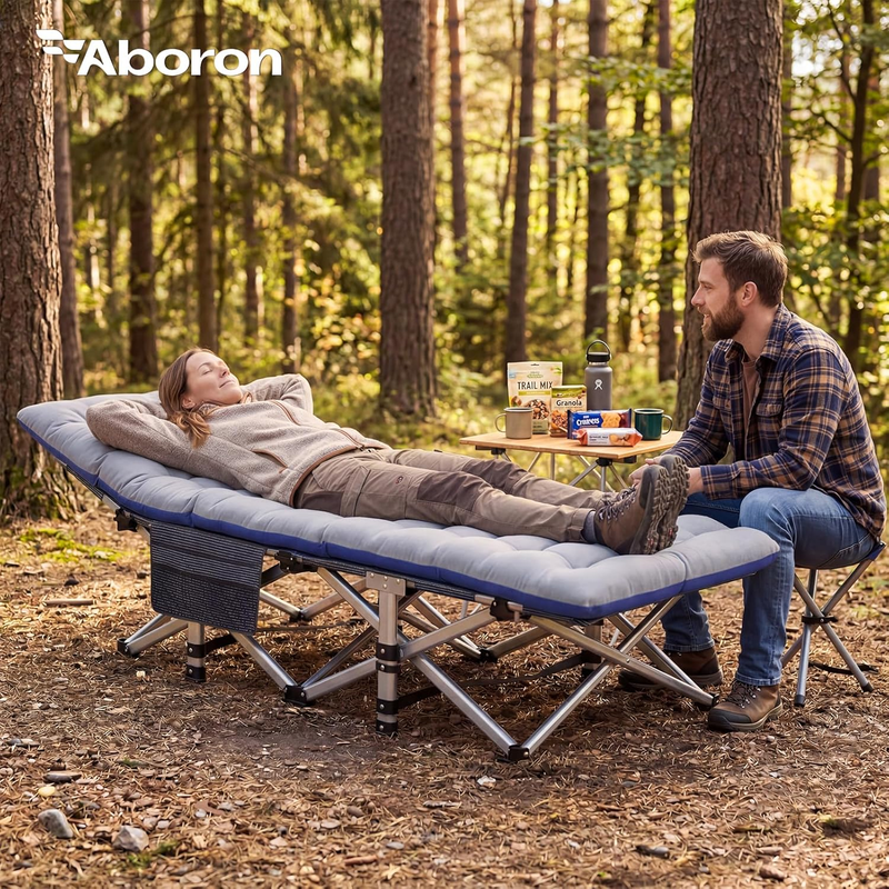 Camping Cot 2PK Heavy Duty 28" Wide Folding Bed 1200D Oxford w/ Mat Carry Bag1