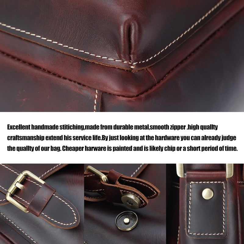 Leather Messenger Crossbody Bag Small Shoulder Bag Men Women Fits 10in Tablet5