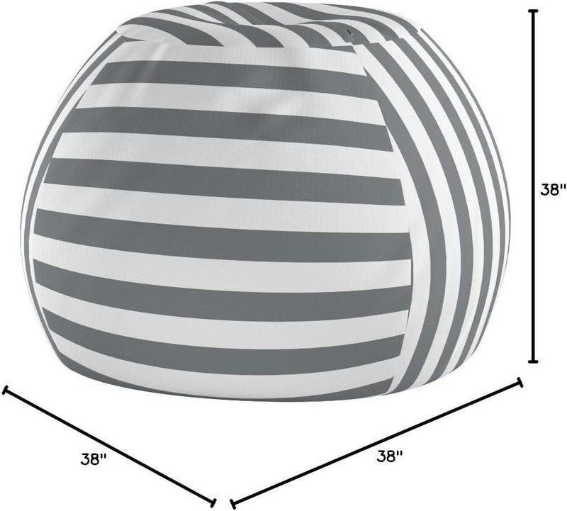 Kids Stuffed Animal Storage Bean Bag Cover XL Cotton Canvas Grey6