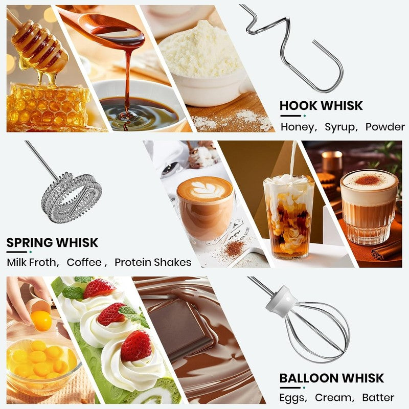 Milk Frother Handheld Rechargeable, Frother Wand Drink Mixer Electric Whisk for 2