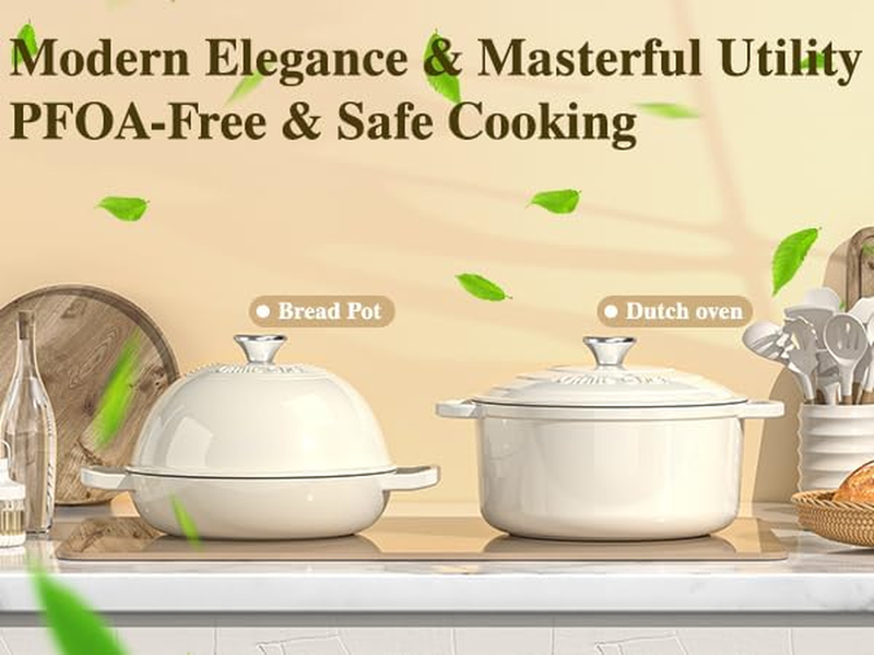 Enameled round Cast Iron Bread Oven, 6 Qt Cast Iron Dutch Oven for Homemade Sour1