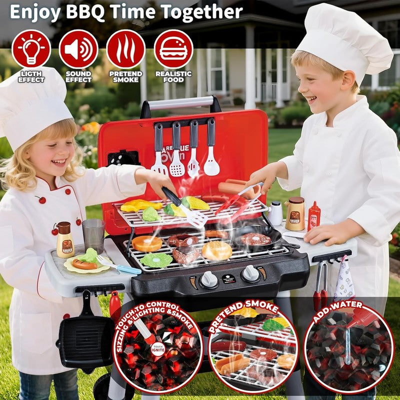 Kids BBQ Grill Play Kitchen Set – Lights, Sound & Smoke Toy1