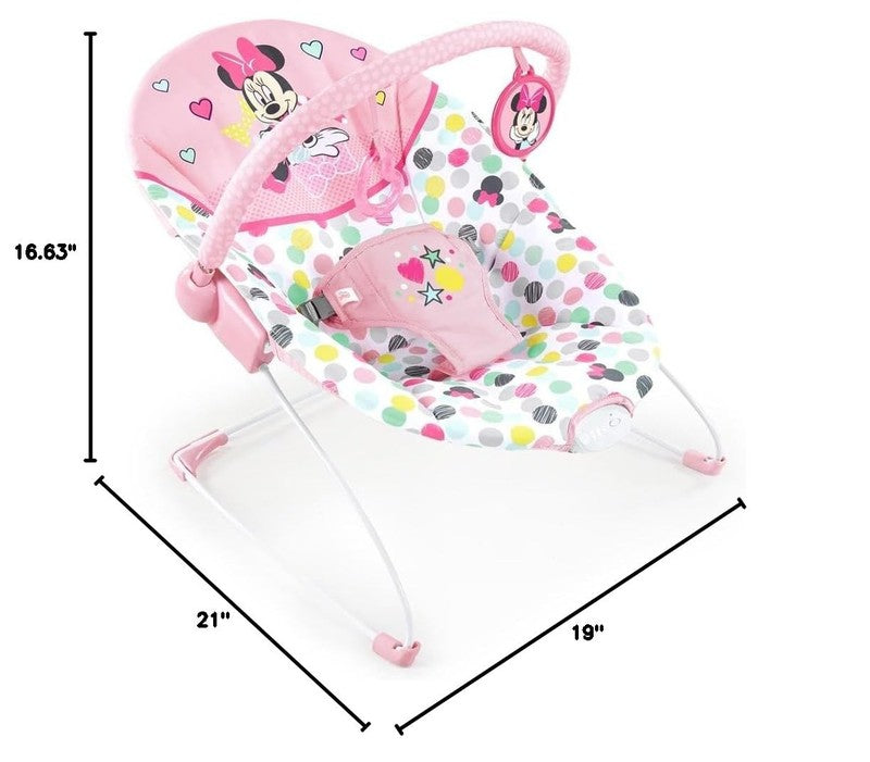 Baby Minnie Bouncer Seat w/ Vibrations Toy Bar 0 6M 20lbs11