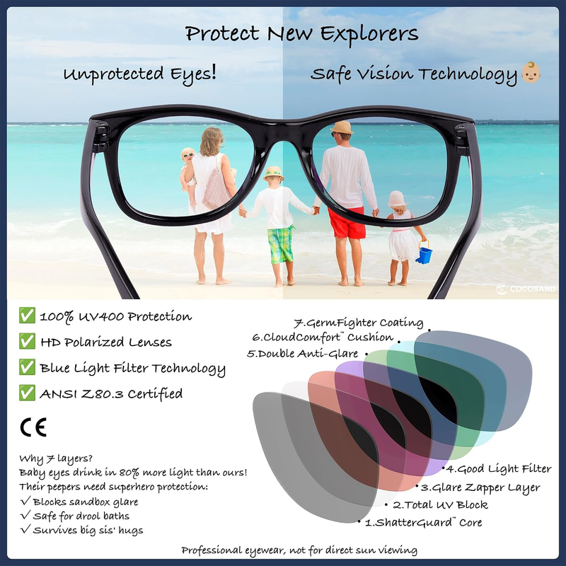 Polarized Baby Sunglasses UV400 Flexible Strap Infant Toddler 0 24 Months2