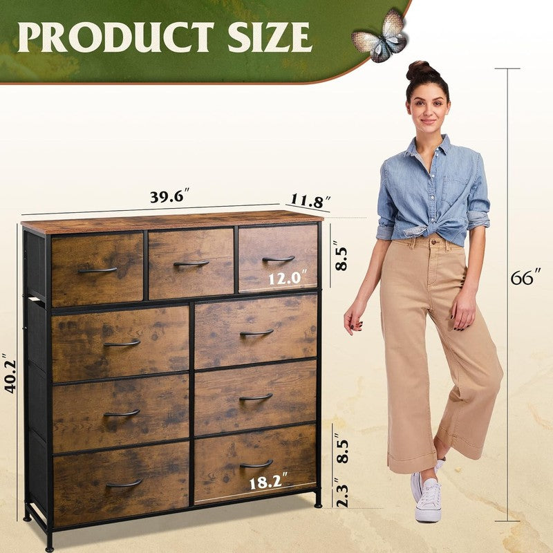 9 Drawer Dresser, Fabric Storage Tower for Bedroom, Hallway, Entryway, Closet, T2