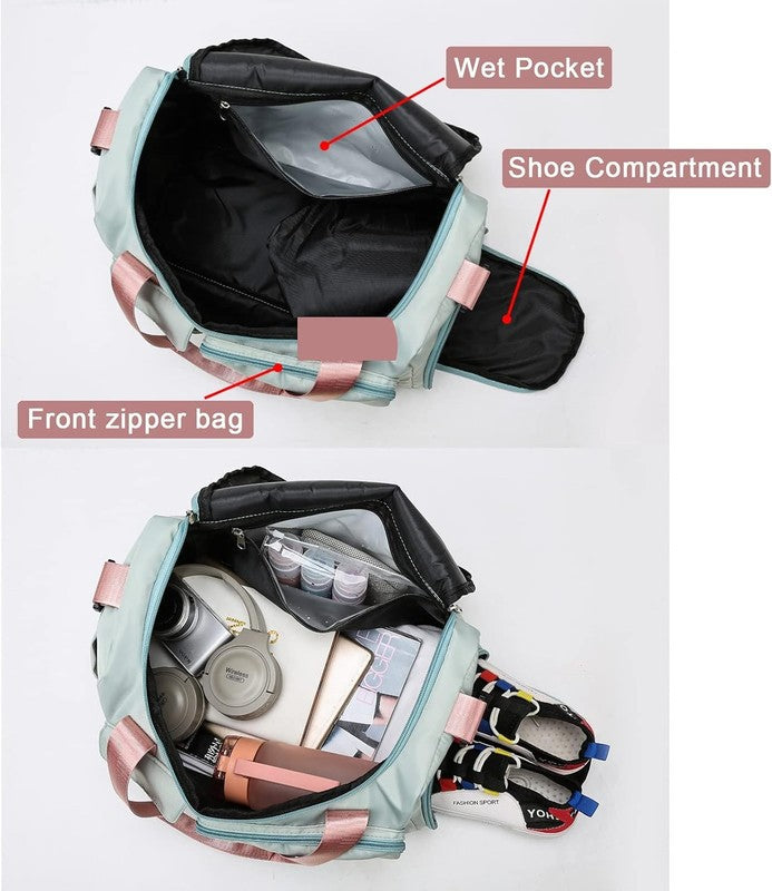 Women Gym Duffle Bag Travel Weekender Carry On w/ Shoe Compartment4