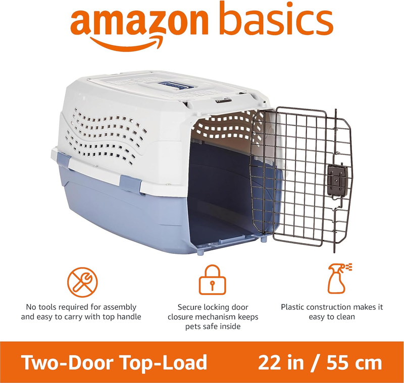 2 Door Hard Sided Pet Travel Carrier for Dogs & Cats Gray Blue 22.8"L x 15"W1