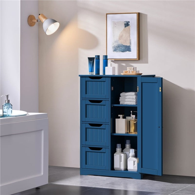 Wooden Bathroom Cabinet with Drawer and Freestanding, Navy Blue1