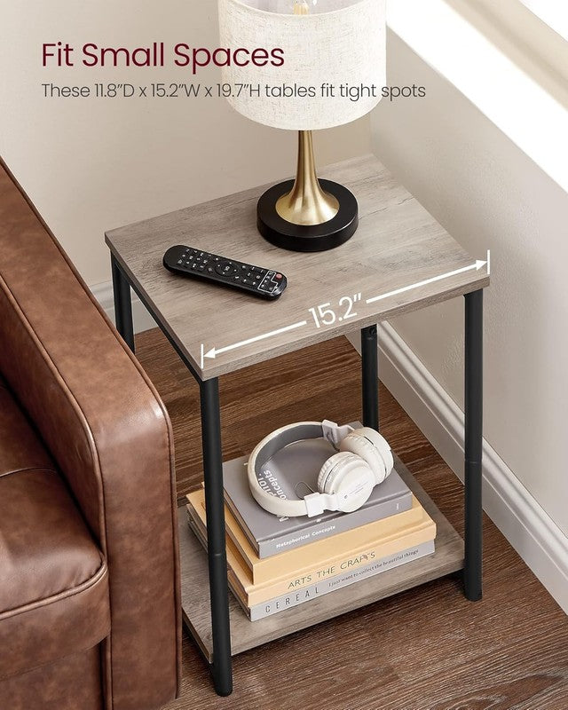Set of 2 Side Tables Small End Tables Nightstand Living Room Bedroom Greige6